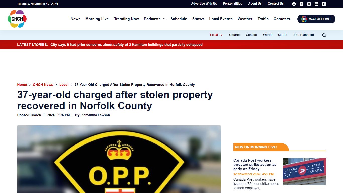 37-year-old charged after stolen property recovered in Norfolk County