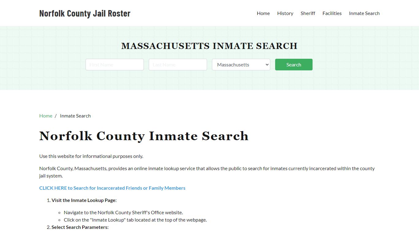 Norfolk County, MA Detainee Lookup